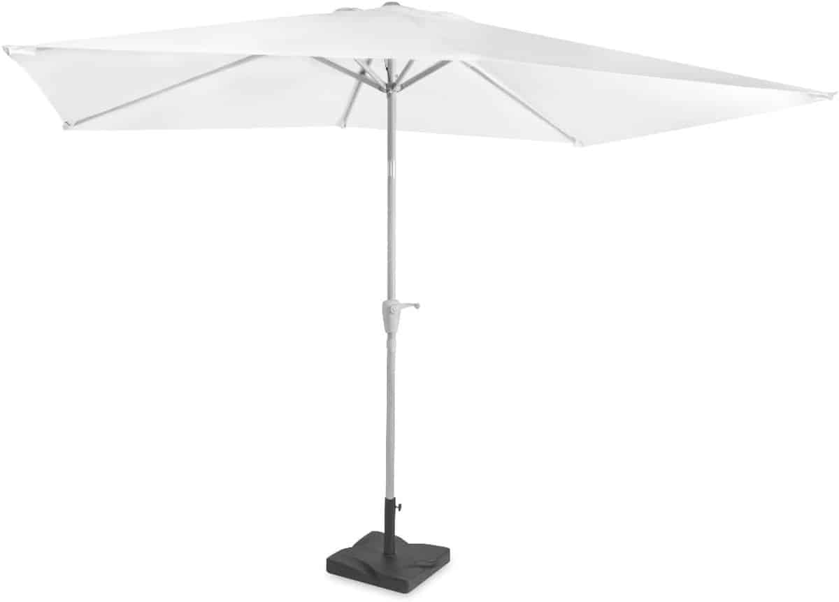 grote rechthoekige parasol 200x300cm wit kantelbaar inclusief parasolvoet 20 kg