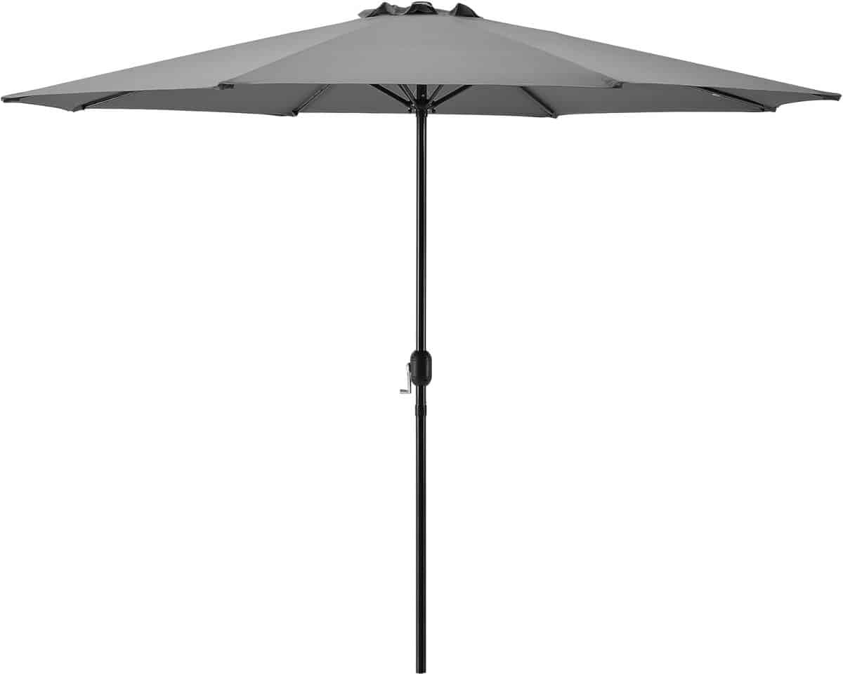 grote ronde tuinparasol 300×230 cm grijs uv bestendig en waterafstotend