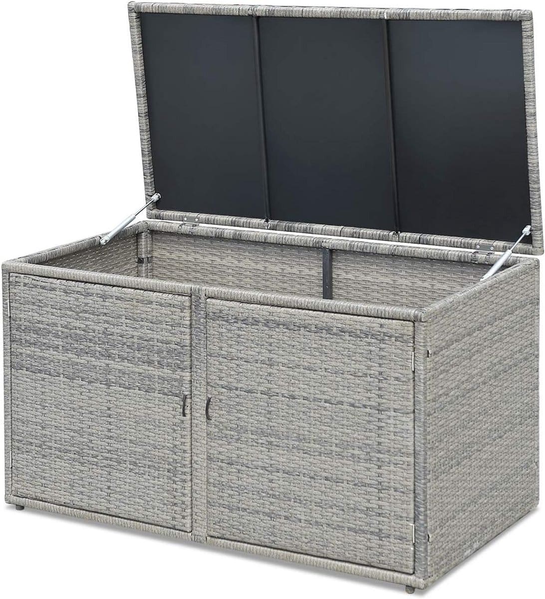 grote tuin opbergbox 230 liter weerbestendige wicker kist voor