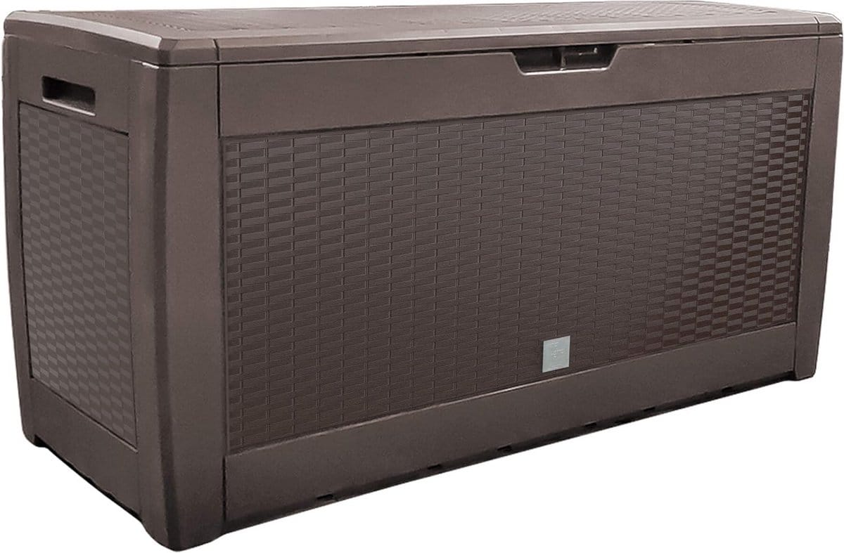 grote tuinkist 310l polypropyleen rotan stijl bruin waterbestendige opbergbox