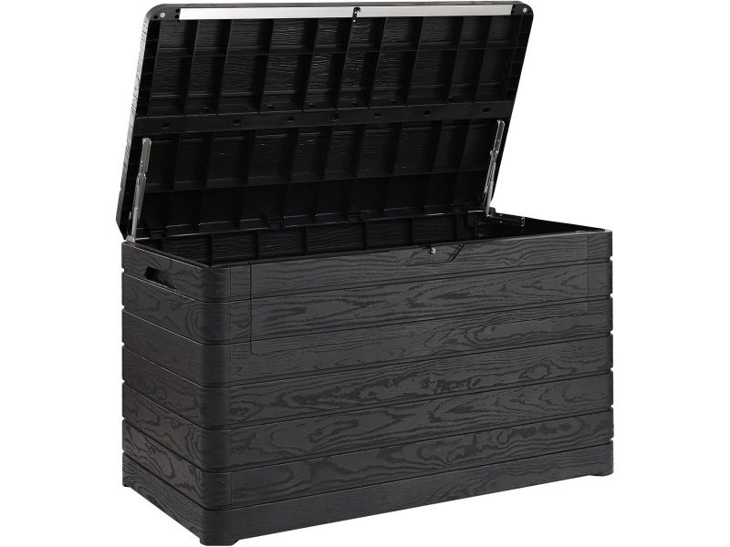 Grote Tuinkist Buitenopslag 970L - Waterdicht Kunststof Zwart Opslagbox