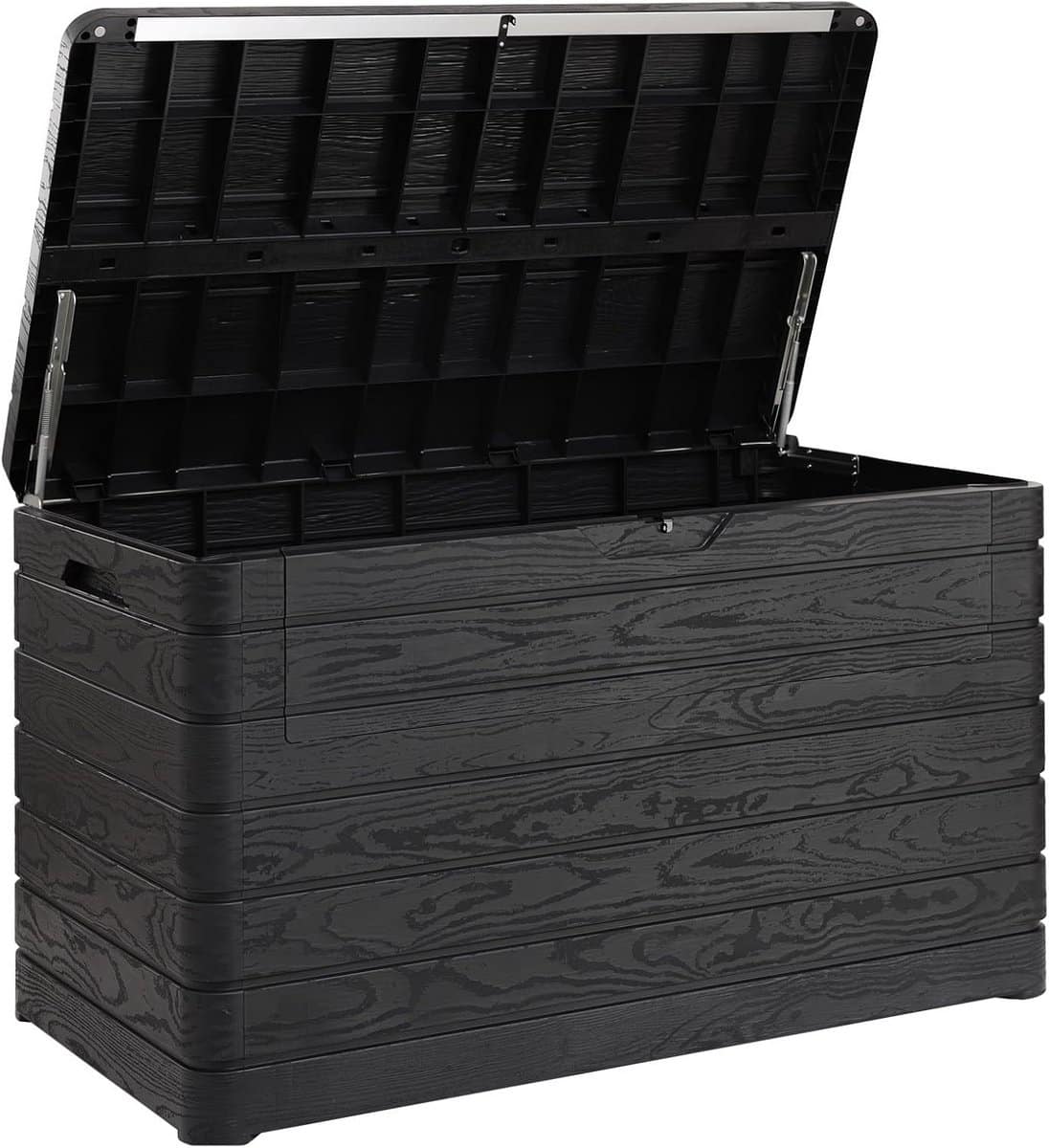 grote tuinkist buitenopslag 970l waterdicht kunststof zwart opslagbox