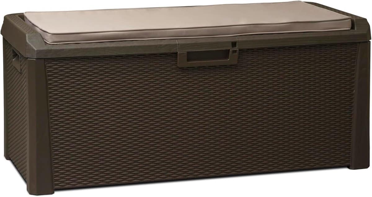 grote tuinkist met kussen voor buitenopslag