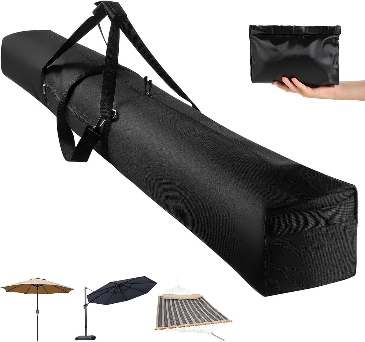 grote universele parasolhoes met dubbele rits en gewatteerde draagband