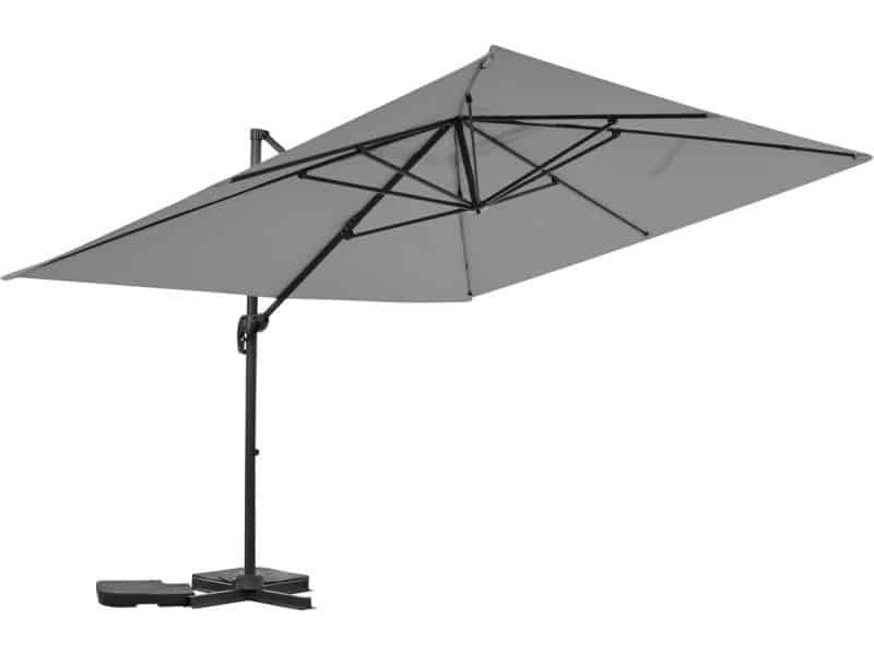 Grote Vrijhangende Zweefparasol 3x4 Meter Aluminium Grijs