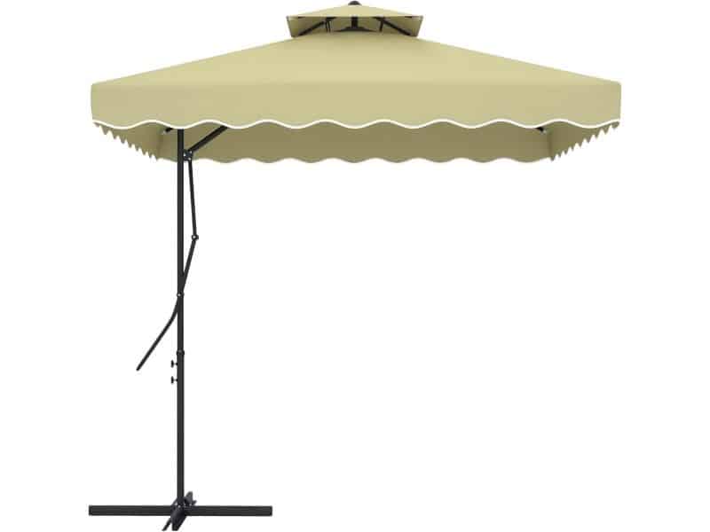 Grote Zweefparasol 243x243 cm met UV-bescherming en Ventilatiedak Beige