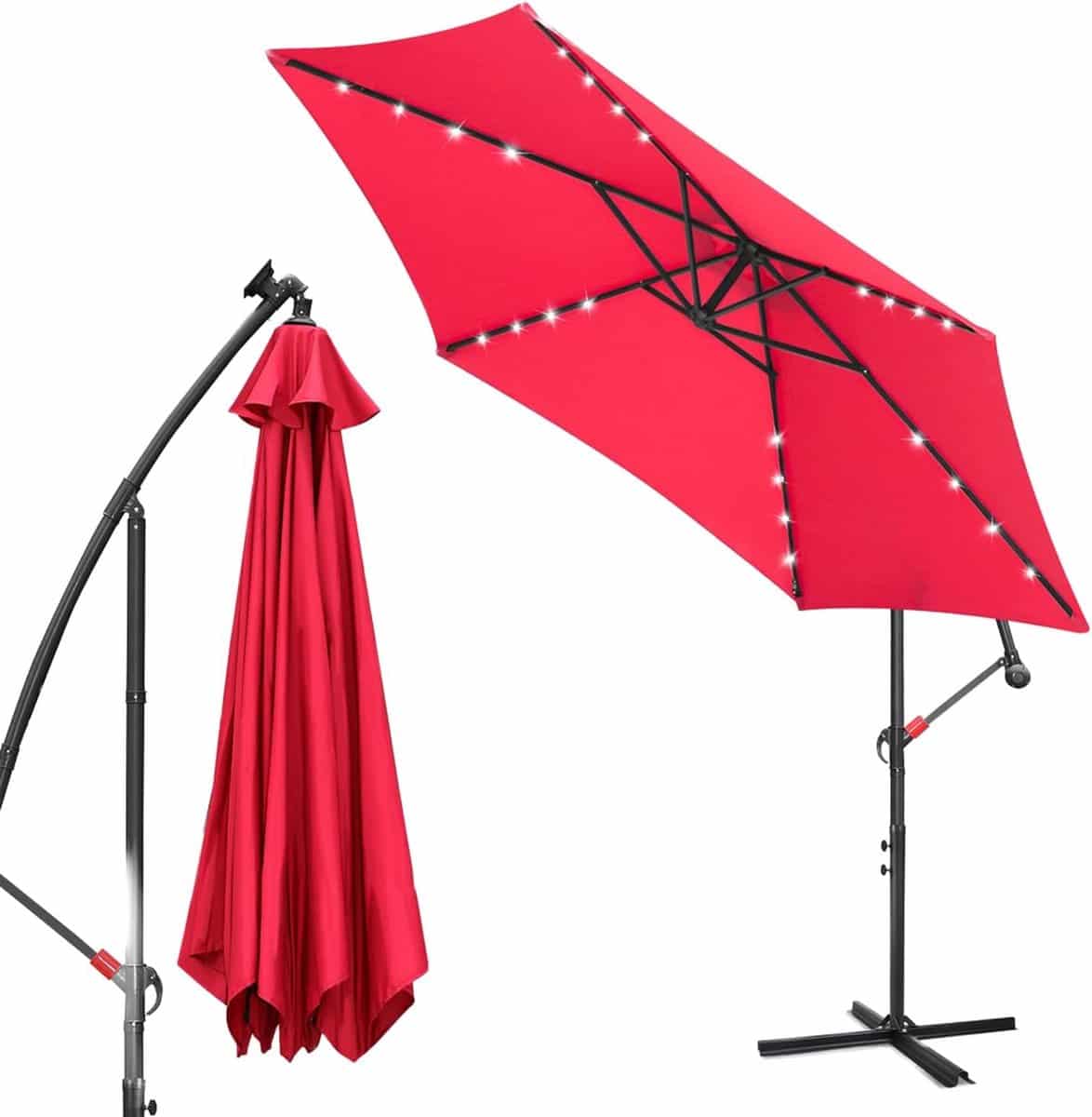 grote zweefparasol met led verlichting en uv bescherming 3.5m