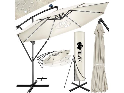 Grote Zweefparasol Ø 300 cm met LED Solar Verlichting