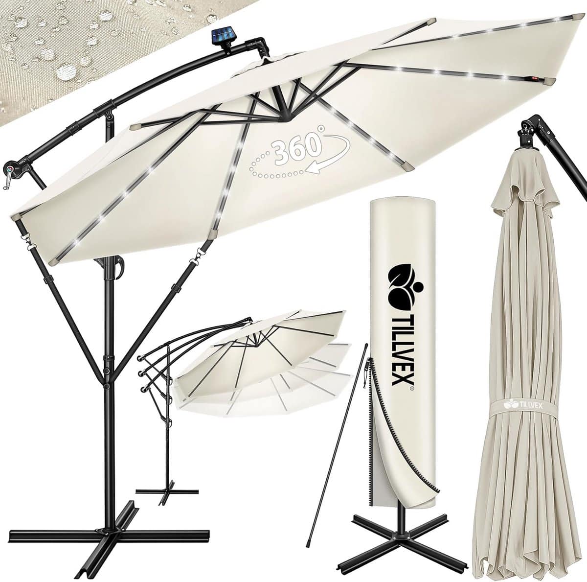 grote zweefparasol Ø 300 cm met led solar verlichting