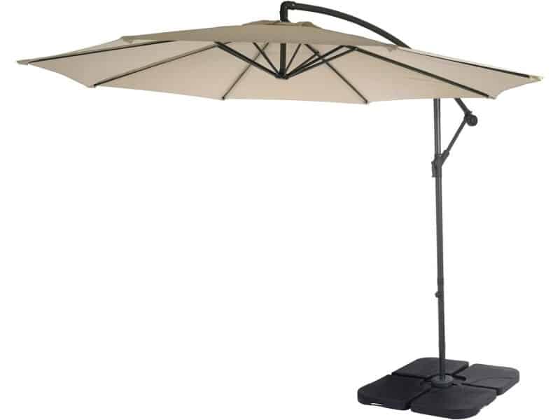 Grote Zweefparasol Ø 3m Kantelbaar met Wervel Windsnelheid 3 CRÈME