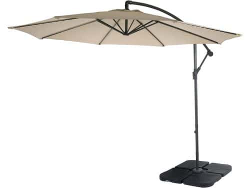 Grote Zweefparasol Ø 3m Kantelbaar met Wervel Windsnelheid 3 CRÈME