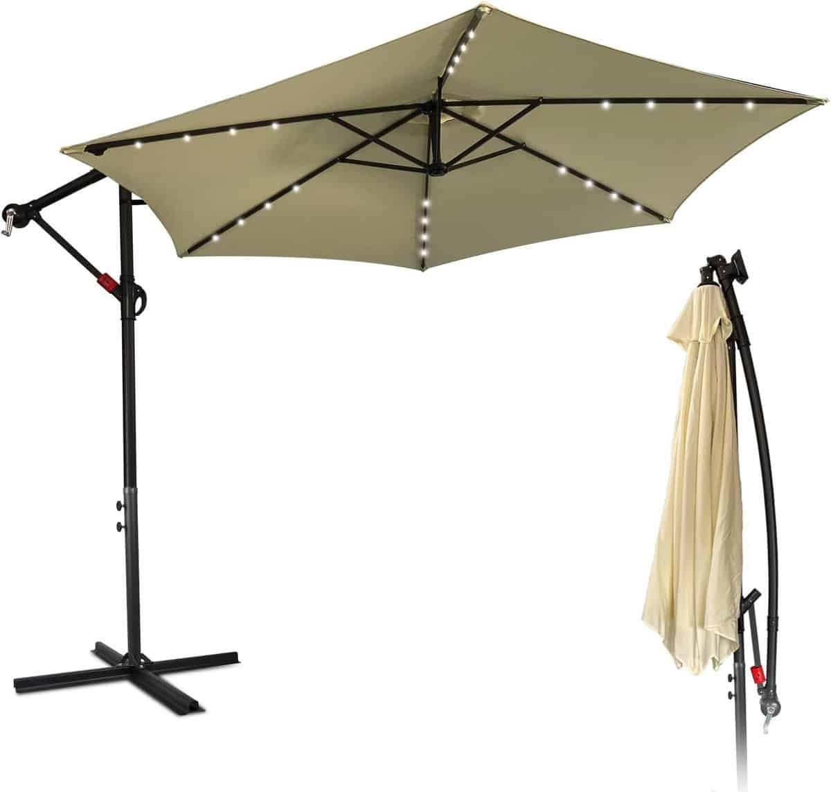 grote zweefparasol op zonne energie met led verlichting en uv bescherming