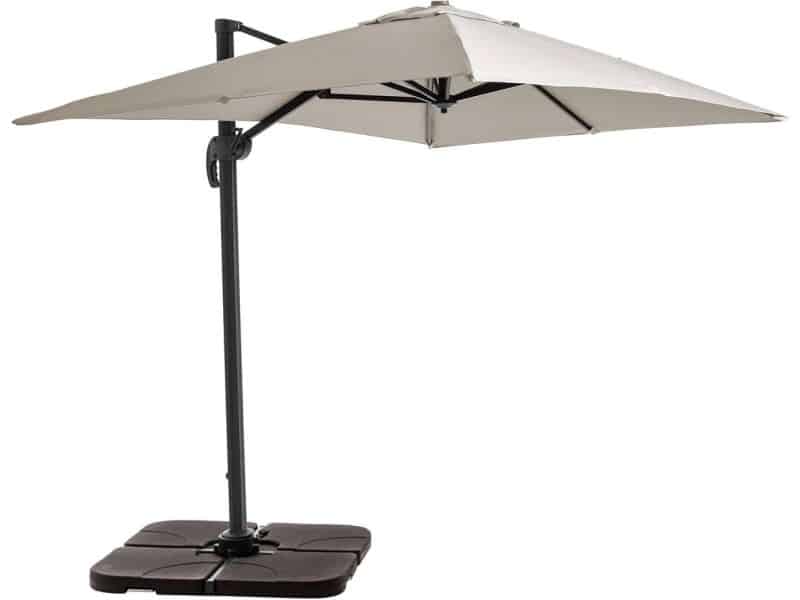 Grote Zweefparasol Rechthoekig 2x3m Wit Kantelbaar en 360 Graden Draaibaar