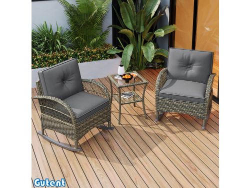 Gutent Rotan balkonset (3 stuks) - acaciahouten bladen - Grijze