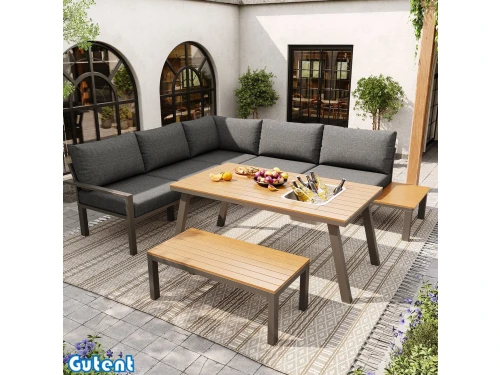 Gutent Tuinrelaxset - 6-7 personen - Gegalvaniseerd ijzeren frame