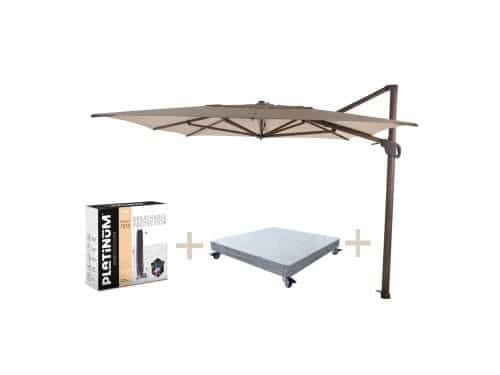 Hacienda zweefparasol 300x400 cm wenge frame beach met robuust 125KG voet en hoes