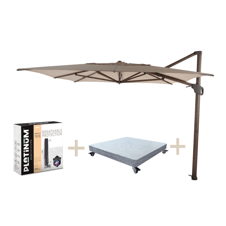 hacienda zweefparasol 300×400 cm wenge frame beach met robuust 125kg voet en hoes