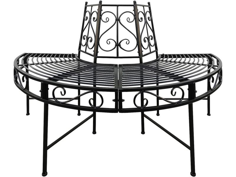 Halfronde Boombank 125 cm - Metaal Zwart - Tuinbank Halve
