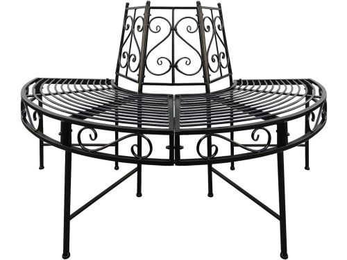 Halfronde Boombank 125 cm - Metaal Zwart - Tuinbank Halve