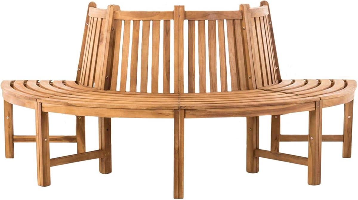 halfronde boombank van massief teakhout 200 cm