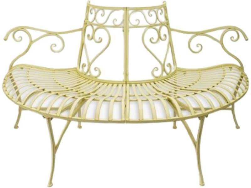 Halfronde Boombank - Witte Tuinbank - Tuinmeubel - Tuin Decoratie