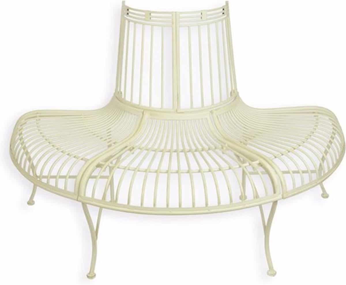 halfronde boombank witte tuinbank tuinmeubel tuinmeubelen