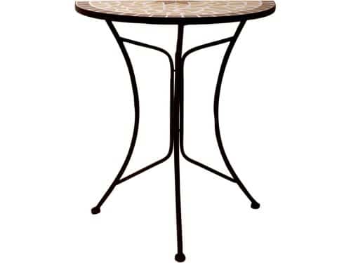 Halfronde Metalen Bijzettafel met Mozaïek Bovenblad - Decoratieve Tuin