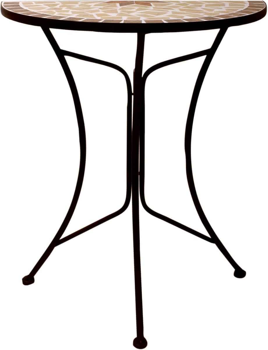 halfronde metalen bijzettafel met mozaïek bovenblad decoratieve tuin