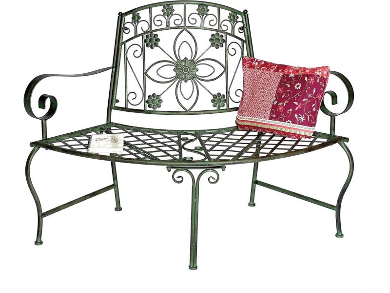 Halfronde Metalen Zitbank voor Tuin en Park - Weerbestendig Groen