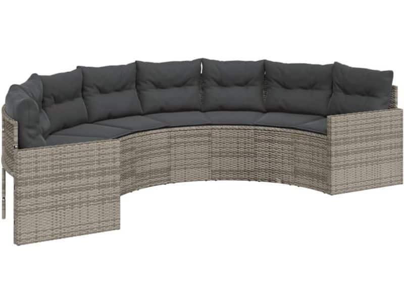 Halfronde Tuinbank met Kussens van Poly Rotan - Comfortabel Buitenmeubilair