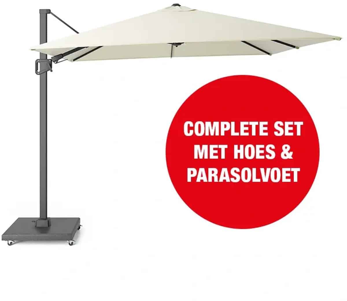 halifax zweefparasol set 300×300 cm ecru