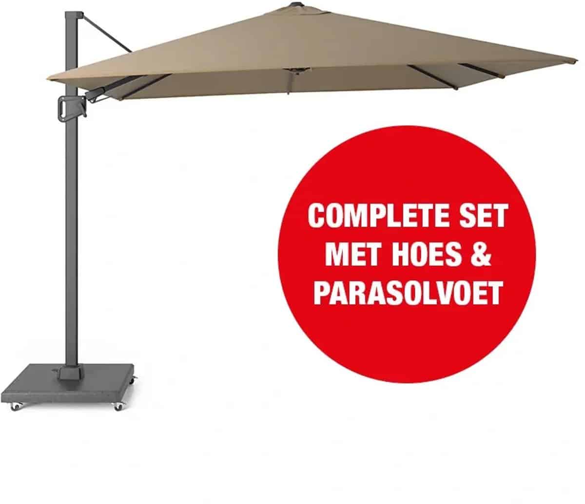 halifax zweefparasol set 300×300 cm taupe