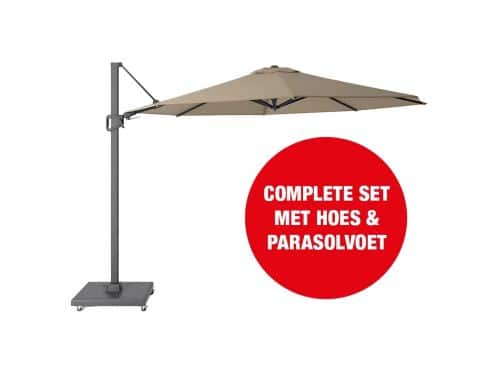 Halifax Zweefparasol Set dia350 cm Taupe Buitengewoon de Boet - Buitengewoon de boet