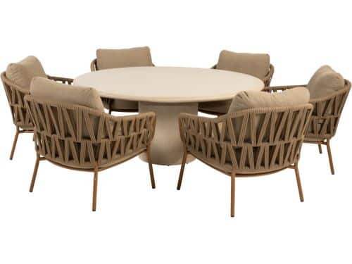 Hampton Biarritz low dining tuinset 160xH69 cm rond 7 delig
