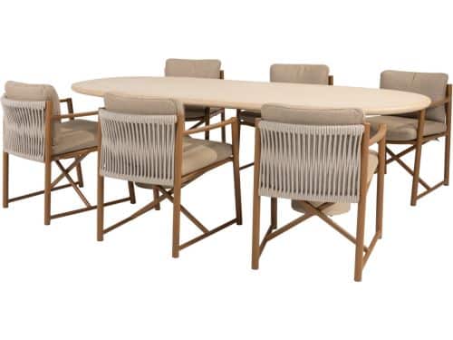 Hampton Marina dining tuinset 240x105xH75 cm 7 delig mortex amber