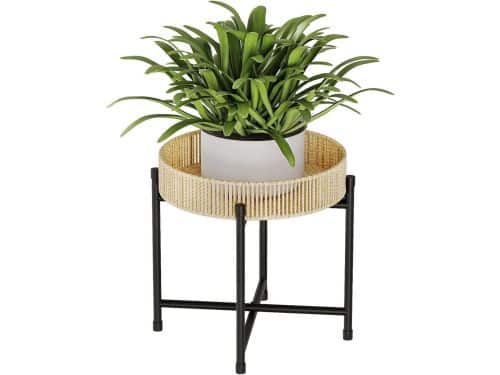 Handgeweven Bloemenrek Vlechtwerk - Boho Bijzettafel Rond