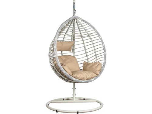 Hangstoel Cocoon kunstrotan metaal wit 117x106x198cm hangstoel cocoon