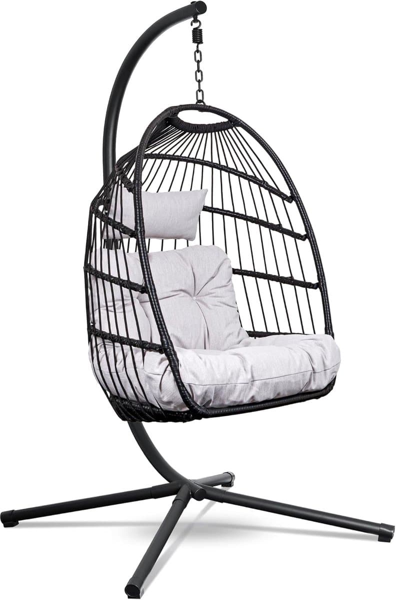 hangstoel met standaard egg chair cocoon binnen
