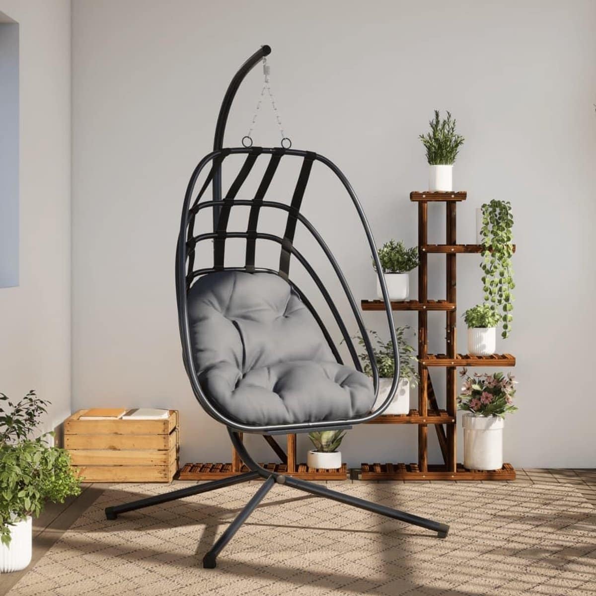 hangstoel met standaard egg chair cocoon rust