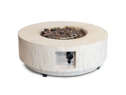 Happy Cocooning vuurtafel Estate rond 76 cm rond travertin