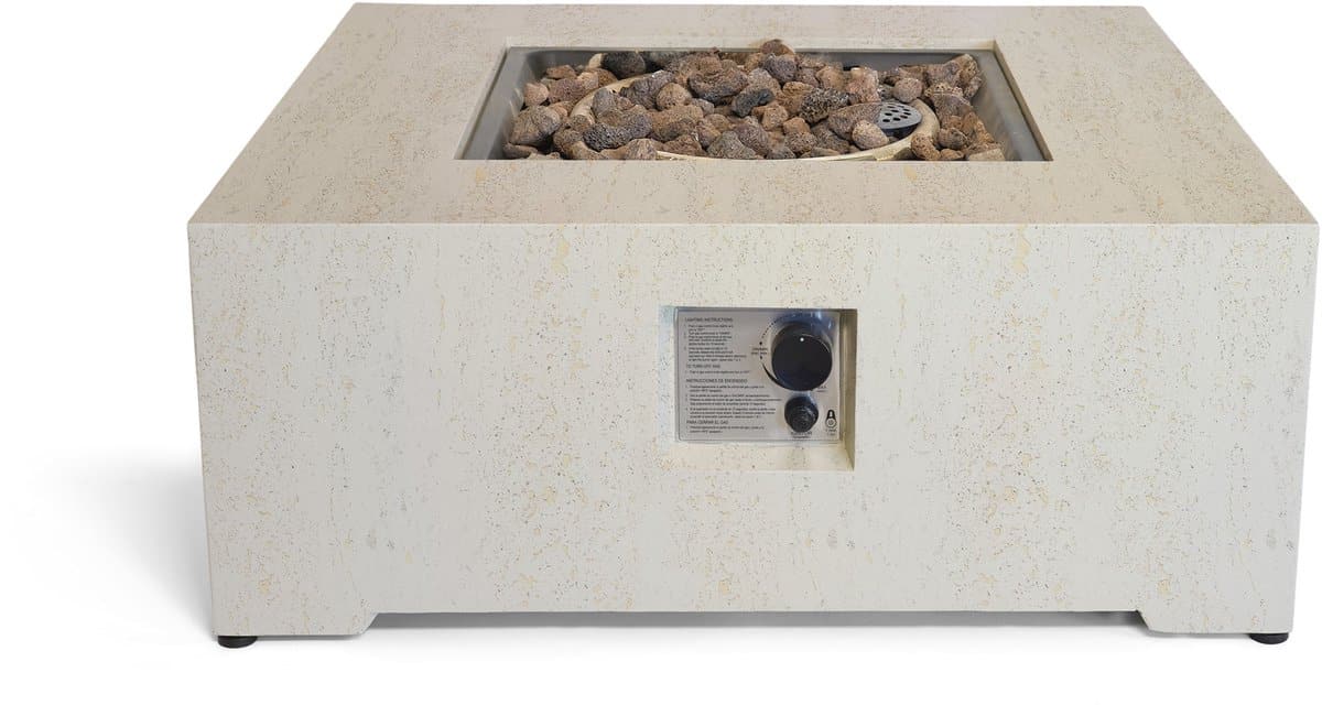 happy cocooning vuurtafel estate square 88 travertin composiet