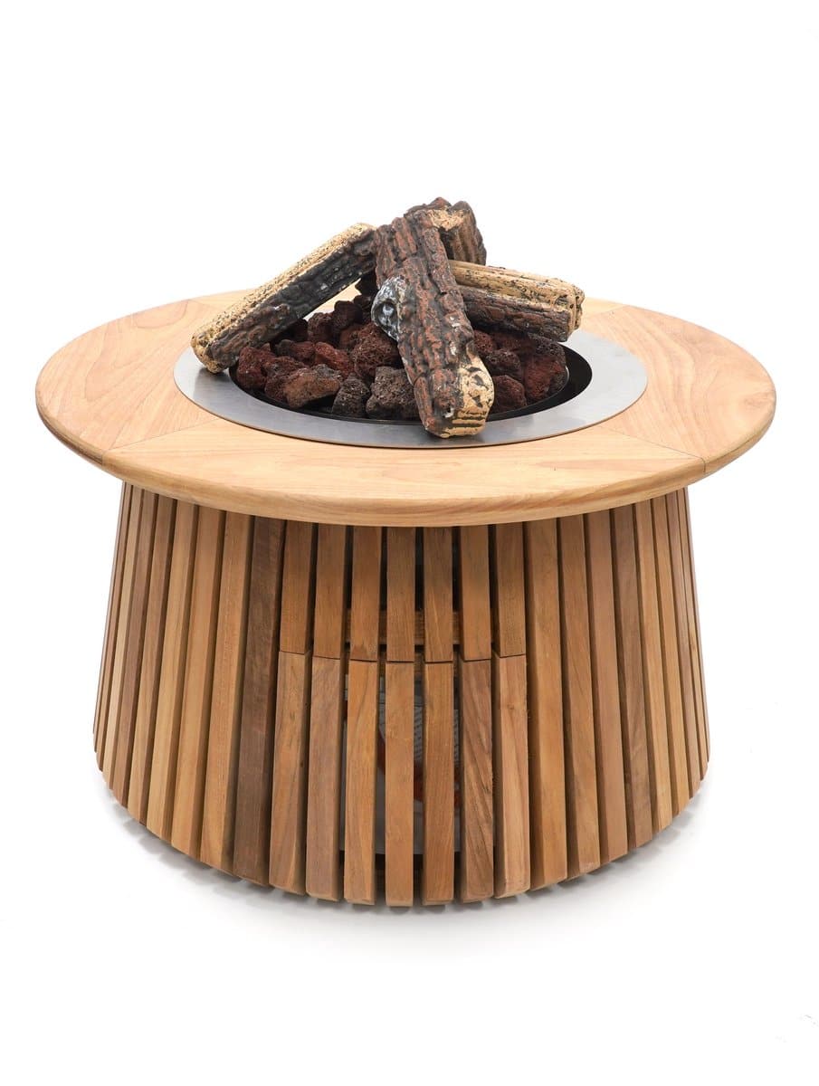 happy cocooning vuurtafel lagune round 60 teak vuurtafel gas