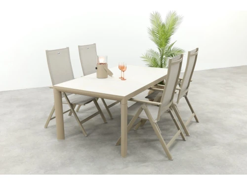 Hartman Napoli/Kings verstelbare 4-persoons tuinset 180x100 cm. - Latte