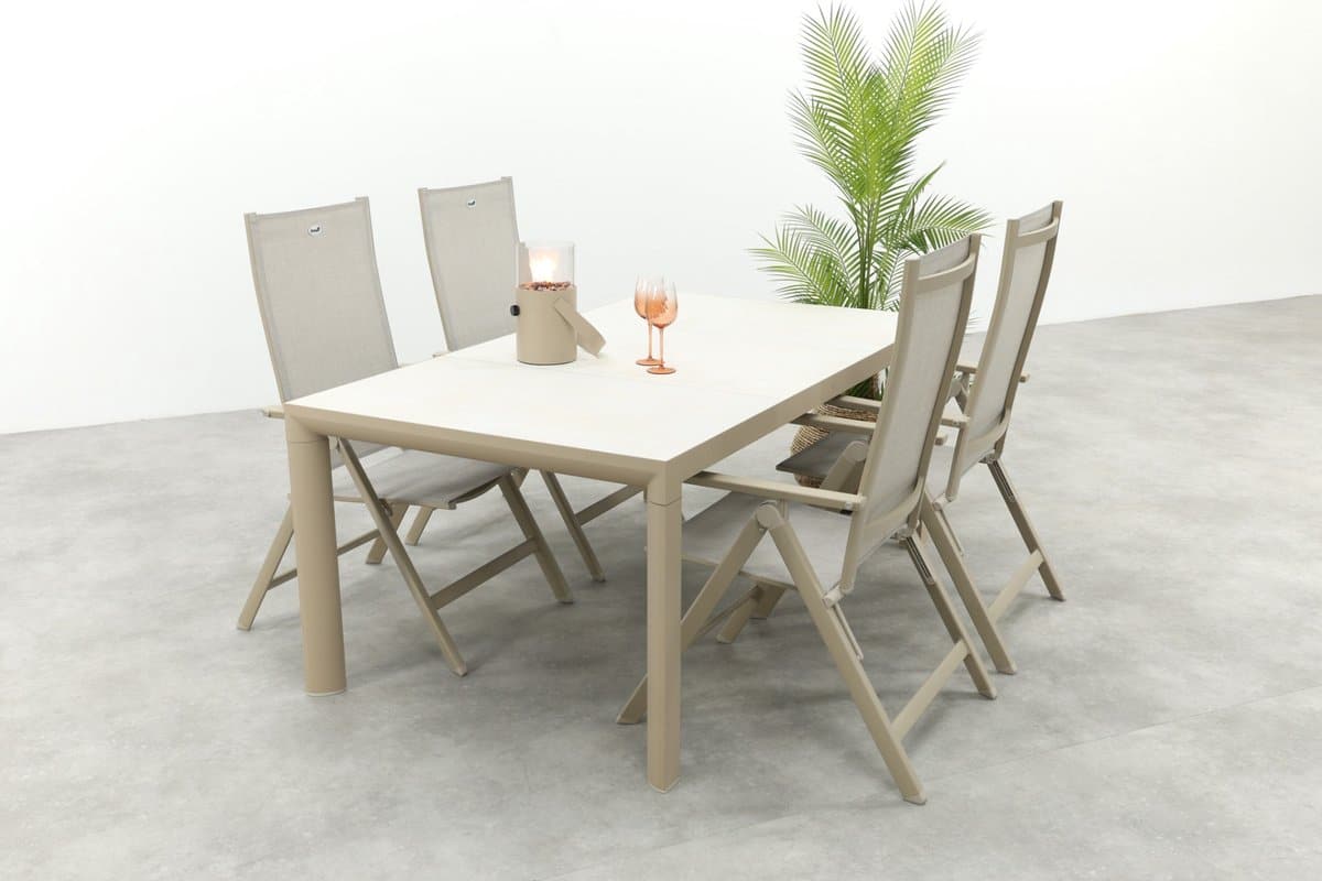 hartman napoli/kings verstelbare 4 persoons tuinset 180×100 cm. latte