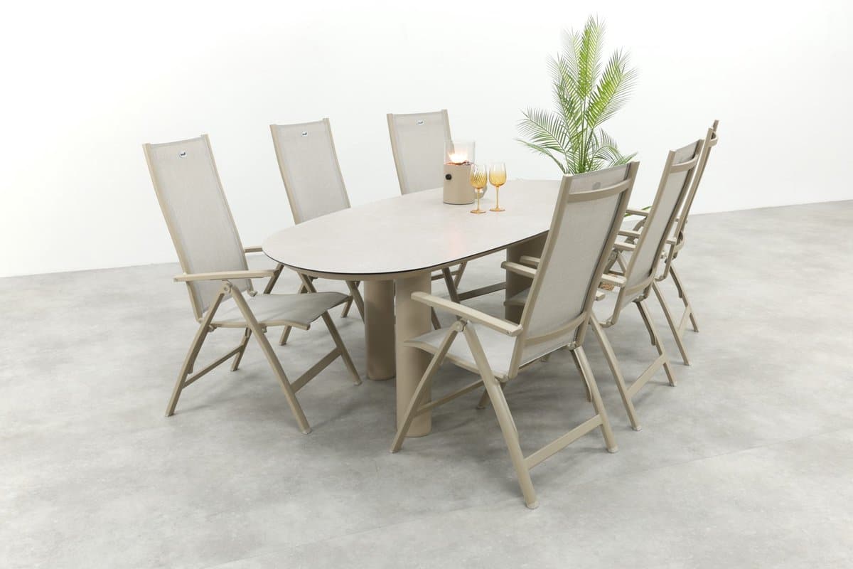 hartman roma/denia 6 persoons organische verstelbare tuinset 240×105 cm.