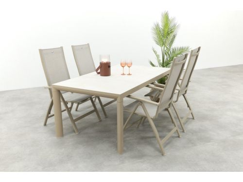 Hartman Roma/Kings verstelbare 4-persoons tuinset 180x100 cm. - Latte