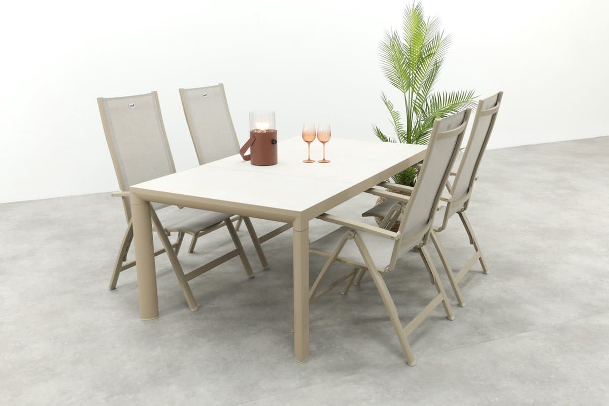 hartman roma/kings verstelbare 4 persoons tuinset 180×100 cm. latte