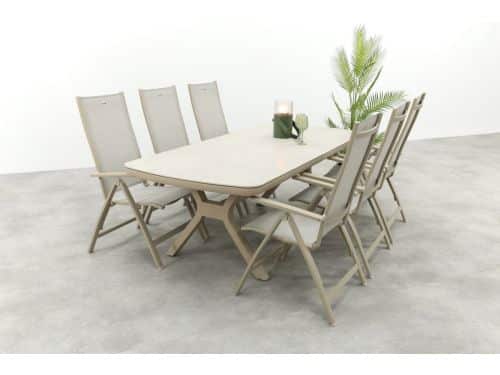 Hartman Roma/Ponto 6-persoons verstelbare tuinset 220x100 cm. - Latte