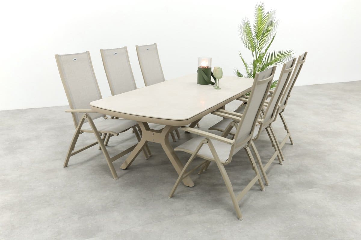 hartman roma/ponto 6 persoons verstelbare tuinset 220×100 cm. latte