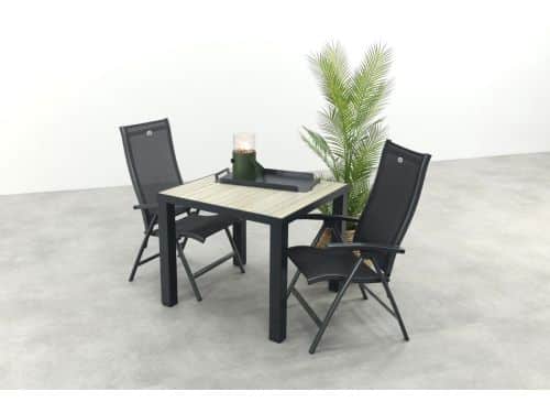 Hartman Salvatore/Nola verstelbare tuinset 90x90 cm. - Antraciet/Houtlook